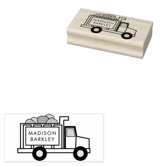 Dump Truck Boy's Leuke Kind naam Rubberstempel (Gestempeld)