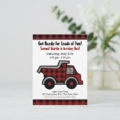Dump truck Buffalo Plaid Bouw Verjaardag Kaart (Staand voorkant)