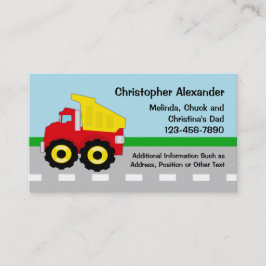 Dump Truck Calling Card Contactkaartje