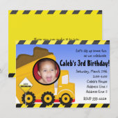 Dump truck constructie foto party uitnodiging (Voorkant / Achterkant)