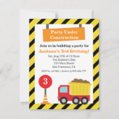 Dump Truck Constructie Thema Kinderen Verjaardagsf Kaart (Voorkant)