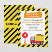 Dump Truck Constructie Thema Kinderen Verjaardagsf Kaart (Voorkant / Achterkant)