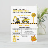 Dump truck constructie thema verjaardag kaart (Staand voorkant)