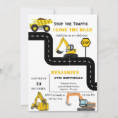 Dump truck constructie thema verjaardag kaart (Voorkant)