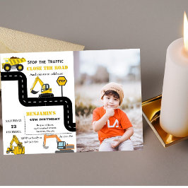 Dump truck constructie thema verjaardag kaart