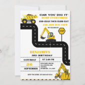 Dump truck constructie thema verjaardag kaart (Voorkant)