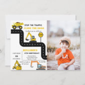 Dump truck constructie thema verjaardag kaart (Voorkant)