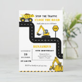 Dump truck constructie thema verjaardag kaart (Staand voorkant)