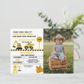 Dump truck constructie thema verjaardag kaart (Staand voorkant)