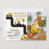 Dump truck constructie thema verjaardag kaart (Voorkant)