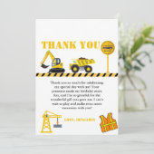 Dump truck constructie verjaardag Dank u kaart (Staand voorkant)