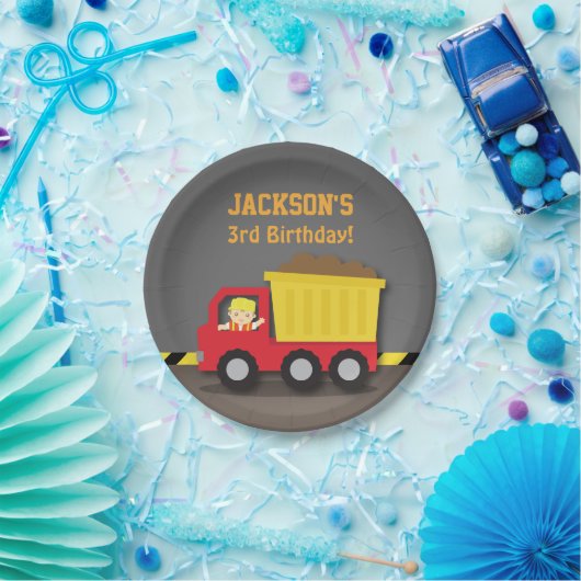 Dump Truck constructie Verjaardagsfeestartikelen Papieren Bordje (Feest)