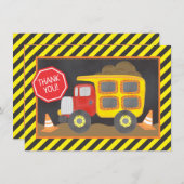 Dump Truck constructie verjaardagsfeestje dank u Bedankkaart (Voorkant / Achterkant)