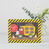 Dump Truck constructie verjaardagsfeestje dank u Bedankkaart (Staand voorkant)