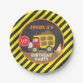 Dump Truck constructie verjaardagsfeestje Papieren Bordje