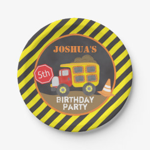 Dump Truck constructie verjaardagsfeestje Papieren Bordje