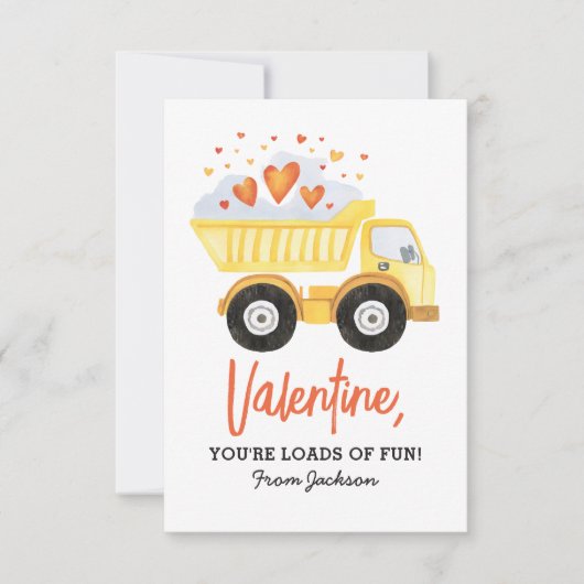 Dump Truck constructie voertuig Valentijnsdag Notitiekaartje (Voorkant)
