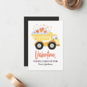 Dump Truck constructie voertuig Valentijnsdag Notitiekaartje (Voorkant / Achterkant in situ)