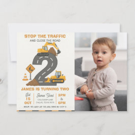 Dump Truck Construction 2nd Birthday Photo Kaart