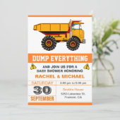 Dump Truck Construction Baby shower Kaart (Staand voorkant)