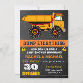 Dump Truck Construction Baby shower Kaart (Voorkant)