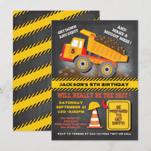 Dump Truck Construction Birthday Party Kaart