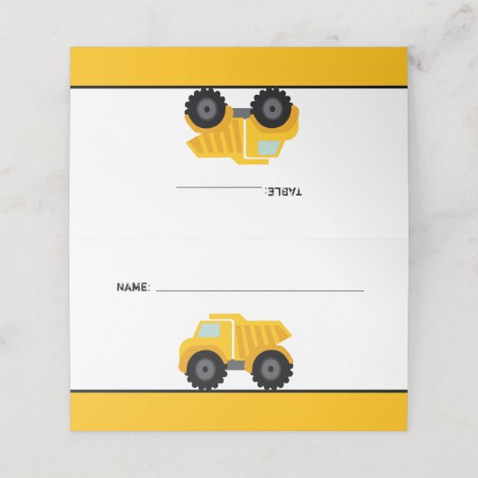 Dump Truck Construction Birthday Plaatskaartje (Buitenkant ongevouwen)