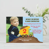 Dump Truck Construction Boy Birthday Party Foto Kaart (Staand voorkant)