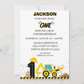 Dump Truck Construction Boys Birthday Party Kaart (Voorkant)