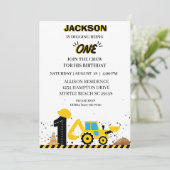 Dump Truck Construction Boys Birthday Party Kaart (Staand voorkant)