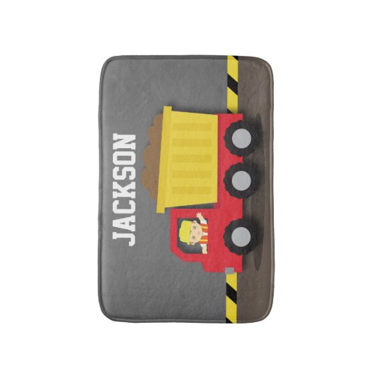 Dump Truck Construction Builder Boys Room Decline Badmat (Voorkant Verticaal)