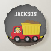 Dump Truck Construction Builder Boys Room Decline Rond Kussen (Achterkant)