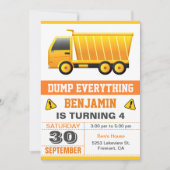 Dump Truck Construction Kids Birthday Party Kaart (Voorkant)