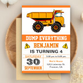 Dump Truck Construction Kids Birthday Party Kaart