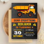 Dump Truck Construction Kids Birthday Party nodigt Kaart<br><div class="desc">Verrijk je gasten met deze coole uitnodiging voor een verjaardagsfeest met een gele vuilniswagen en leuke bouwelementen met moderne typografie tegen een achtergrond van een krijtbord. Voeg eenvoudig uw gebeurtenisdetails op deze makkelijk te gebruiken sjabloon toe om het één-van-een-soort uitnodiging te maken. Knip de kaart om een levendig geel en...</div>