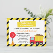 Dump Truck Construction Thema Birthday Party Kaart (Staand voorkant)