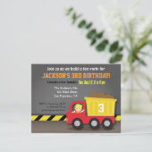 Dump Truck Construction Thema Birthday Party Kaart (Staand voorkant)