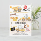 Dump Truck Construction Thema Party of Birthday Kaart (Staand voorkant)