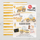 Dump Truck Construction Thema Party of Birthday Kaart (Voorkant / Achterkant)