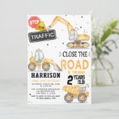 Dump Truck Construction Thema Party of Birthday Kaart (Staand voorkant)