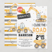 Dump Truck Construction Thema Party of Birthday Kaart (Voorkant / Achterkant)