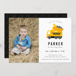 Dump Truck Construction Theme Foto Birthday Kaart
