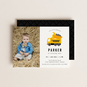 Dump Truck Construction Theme Foto Birthday Kaart