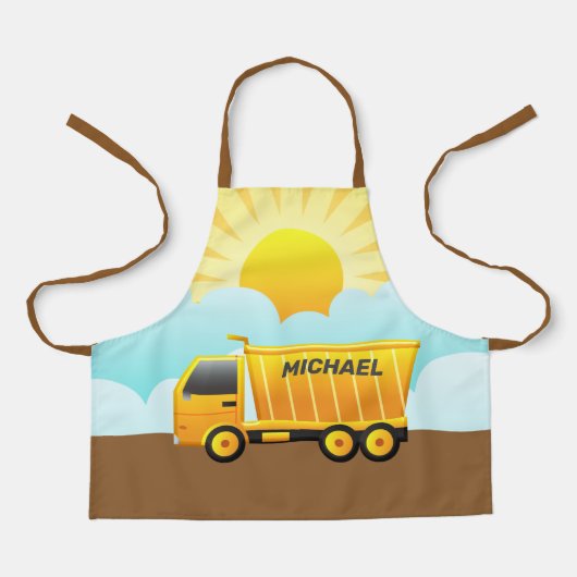 Dump Truck Construction Theme Kinder Schort (Voorkant)