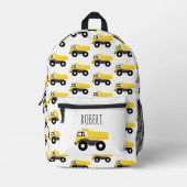 Dump Truck Construction Trucks Aangepaste naam Bedrukte Rugzak (Voorkant)