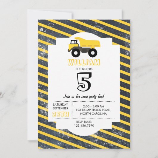 Dump Truck Construction Trucks Birthday Kaart (Voorkant)