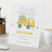 Dump Truck Construction Vehicle Birthday Party Reclamebord Met Voetstuk (Insitu)