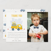 Dump Truck Construction Vehicle Foto Birthday Bedankkaart (Voorkant / Achterkant)
