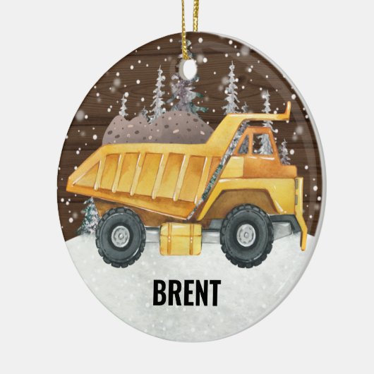 Dump Truck Construction Vehicle kerst Keramisch Ornament (Links)