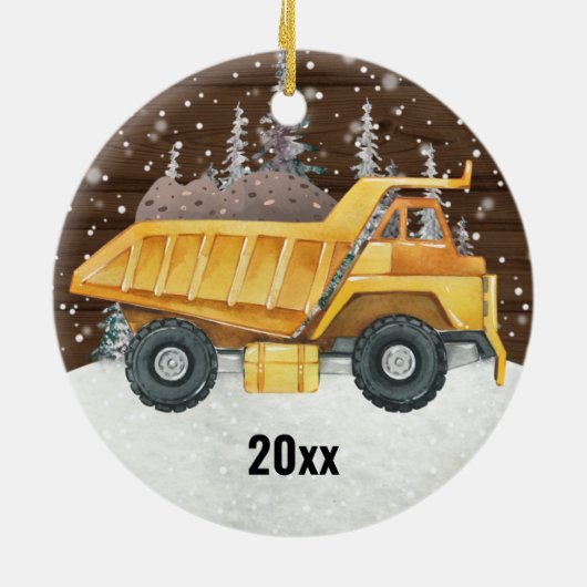 Dump Truck Construction Vehicle kerst Keramisch Ornament (Achterkant)